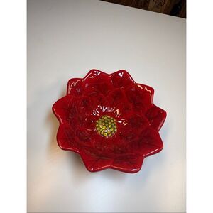 Certified International Red Poinsettia Bowl Christmas Serving Dish